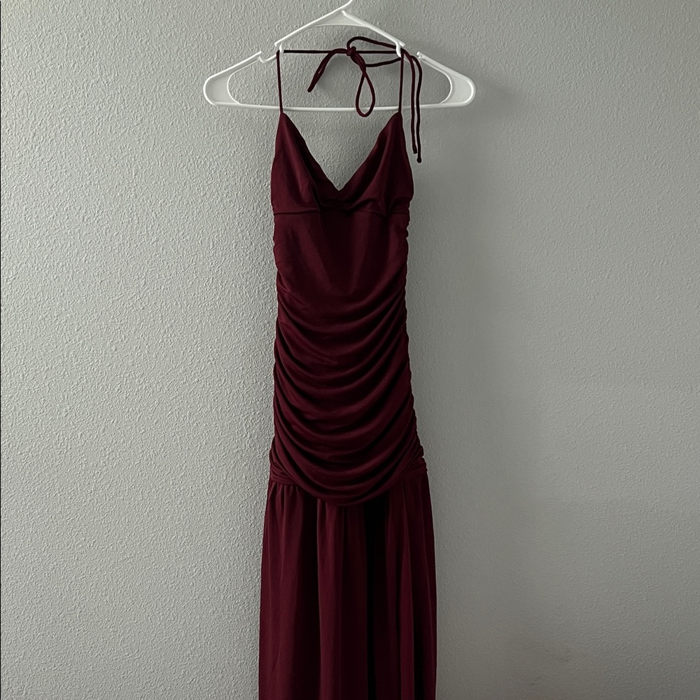 NWT White Fox Boutique Sweet Skies Burgundy Halter Maxi Dress -M but fits like S - Picture 11 of 13